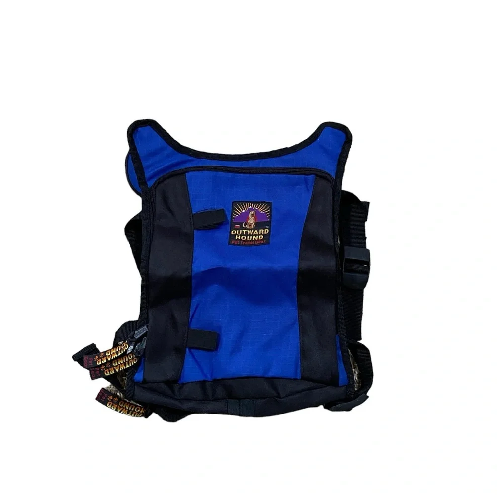 Outward Hound Blue Nylon Dog Backpack Saddlebag Size Medium